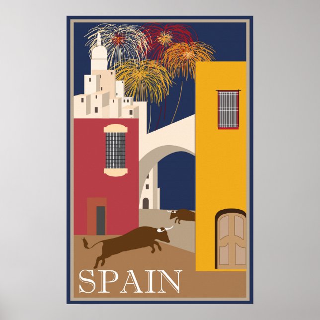 Vintage Spain Travel Tourism Poster (Front)
