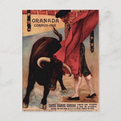 Vintage Spanish Bullfighting Travel Postcard