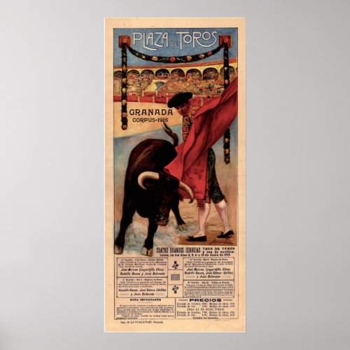 Vintage Spanish Bullfighting Travel Poster