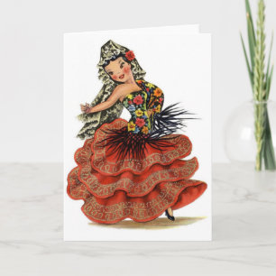 Vintage Spanish Flamenco Dancer Card