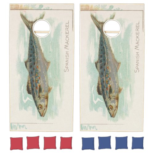 Vintage Spanish Mackerel Fish Illustration 1889 Cornhole Set