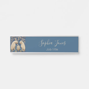 Vintage Spanish Tile Animal Rabbit Tortoise Blue Door Sign