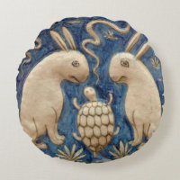 Vintage Spanish Tile Animal Rabbit Tortoise Blue