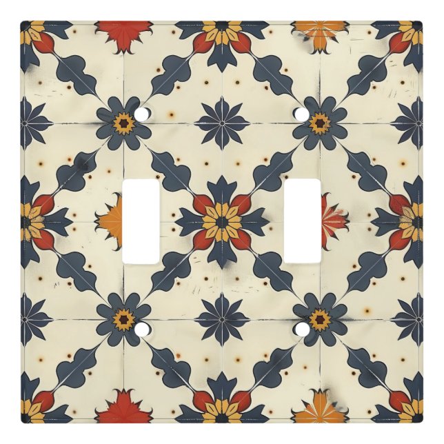 Vintage Spanish Tile Pattern Light Switch Cover (Front)