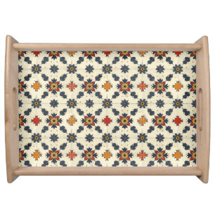Vintage Spanish Tile Pattern Serving Tray