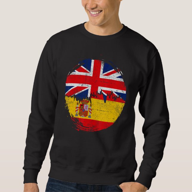 Vintage Spanish with British Flag Roots Spain Sweatshirt (Front)