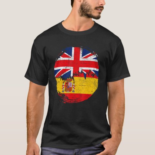 Vintage Spanish with British Flag Roots Spain T_Shirt