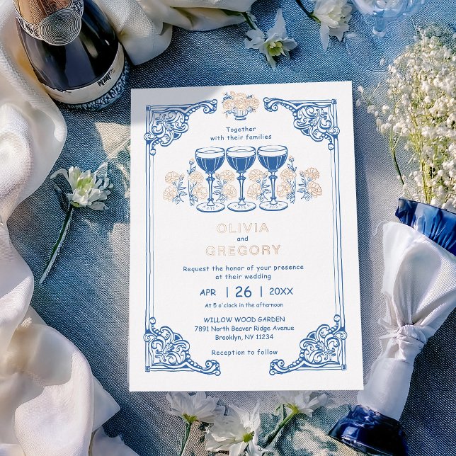 Vintage Sparking champagne wedding Foil Invitation (Creator Uploaded)
