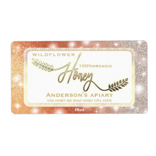 Vintage sparkle gold calligraphy honey branch label