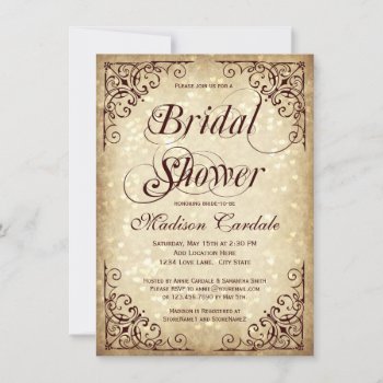Vintage Sparkle Rustic Bridal Shower Invitations by RusticCountryWedding at Zazzle