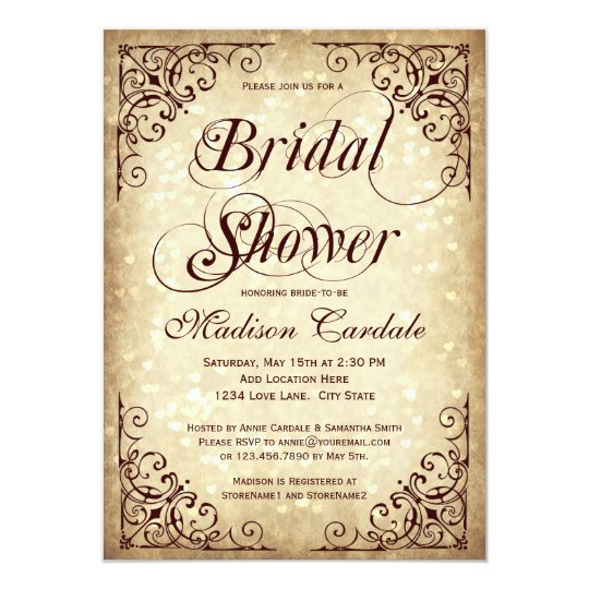Rustic Vintage Bridal Shower Invitations 6
