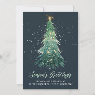 Vintage Sparkling Christmas Tree Company Business Holiday Card