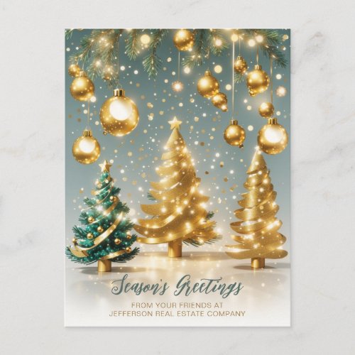 Vintage Sparkling Christmas Tree Company Business  Holiday Postcard