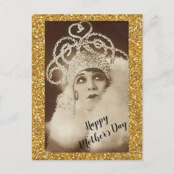 Vintage Sparkly Gold Diva Mothers Day Postcard by CelebrationSensation at Zazzle
