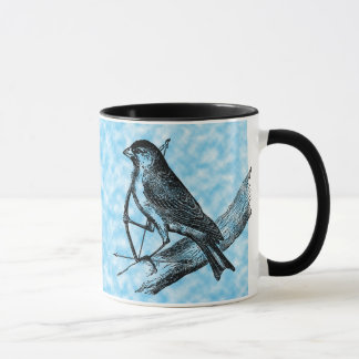 Vintage Sparrow Bird w/Bow & Arrow Old Archery Mug