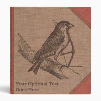 Vintage Sparrow Bird w/Bow & Arrow Old Book Cover 3 Ring Binder