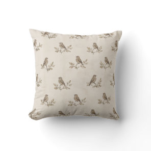 Vintage Sparrow Botanical Cushion Cover