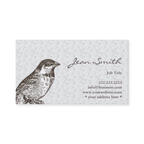 Vintage Sparrow Floral Pattern Profile Card