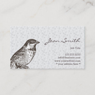 Vintage Sparrow Floral Pattern Profile Card