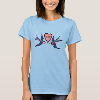 Vintage Sparrow & Heart Tattoo T-Shirt