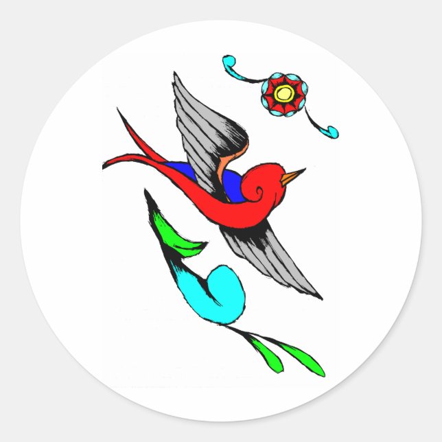Vintage Sparrow Tattoo Classic Round Sticker (Front)