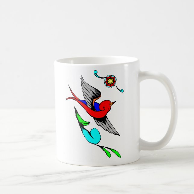 Vintage Sparrow Tattoo Coffee Mug (Right)