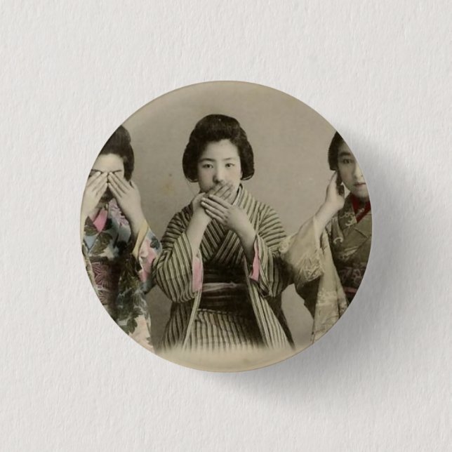 Vintage Speak No Evil Pinback Button (Front)