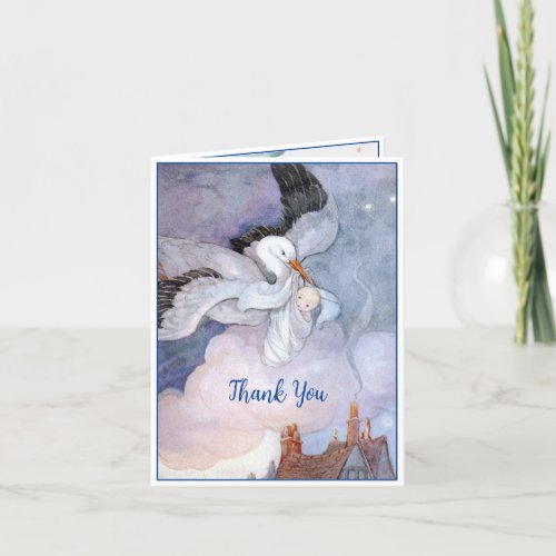 Vintage Special Delivery Stork Baby Shower Thank You Card