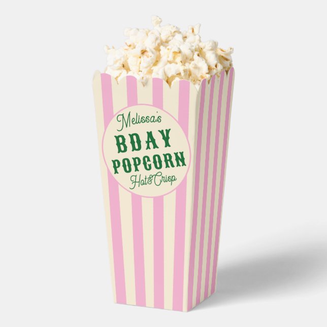 Vintage Special Event Movie Theater Popcorn Pink Favor Boxes (Popped)