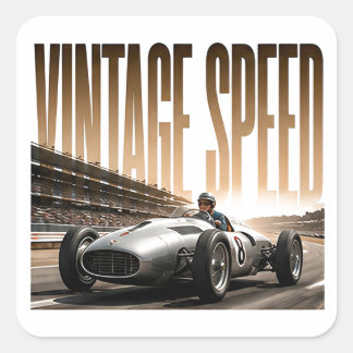 Vintage Speed Luxury Racing Editorial Graphic Square Sticker