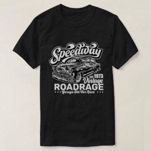 Vintage Speedway Classic Car Race White Graphic T-Shirt