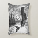 Vintage Sperm Whale Breaching, Marine Life Animals Accent Pillow
