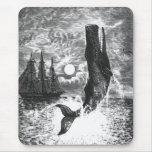 Vintage Sperm Whale Breaching, Marine Life Animals Mouse Pad