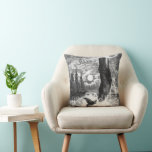 Vintage Sperm Whale Breaching, Marine Life Animals Throw Pillow