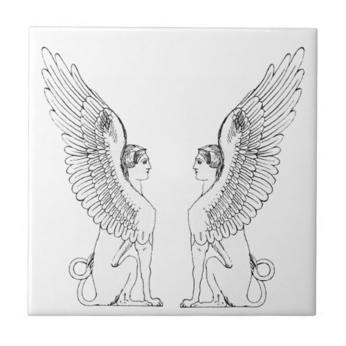 Vintage Sphinx illustration Ceramic Tile