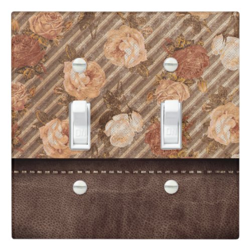 Vintage Spice Copper Rose  Rustic Faux Leather Light Switch Cover