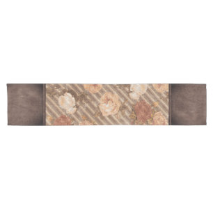 Vintage Spice Copper Rose   Rustic Faux Leather Short Table Runner