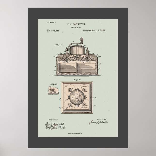 Vintage Spice Mill Patent Poster (Front)