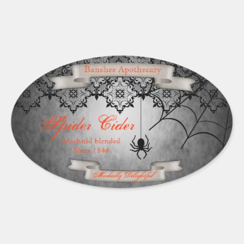 Vintage Spider Cider Halloween Bottle Stickers