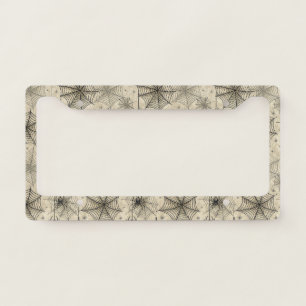 Vintage Spiders and Webs Halloween Pattern License Plate Frame