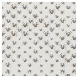 Vintage Spiders Creepy White Grey Funny Pattern Fabric