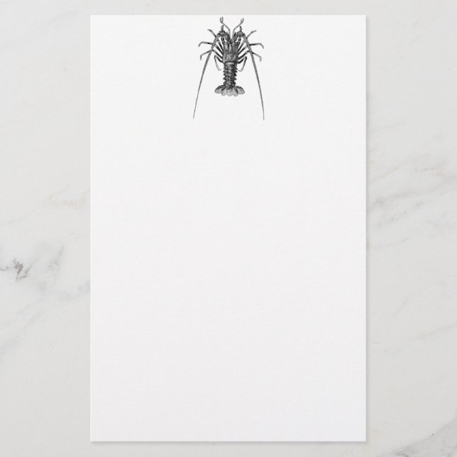 Vintage Spiny Lobster Personalized Template Stationery (Front)