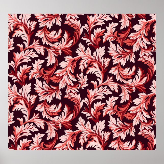 Vintage Spiral Baroque Leaves, Textured. Poster (Front)