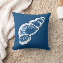 Vintage Spiral Sea Shell Throw Pillow