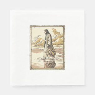 Vintage Spiritual Water Walk Engraving Napkins
