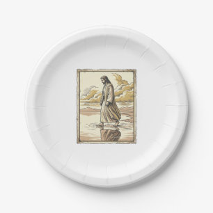 Vintage Spiritual Water Walk Engraving Paper Plates