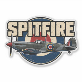 Vintage Spitfire WWII Fighter Plane Sticker