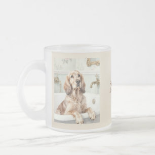 vintage splish splash spa day irish setter dog frosted glass coffee mug