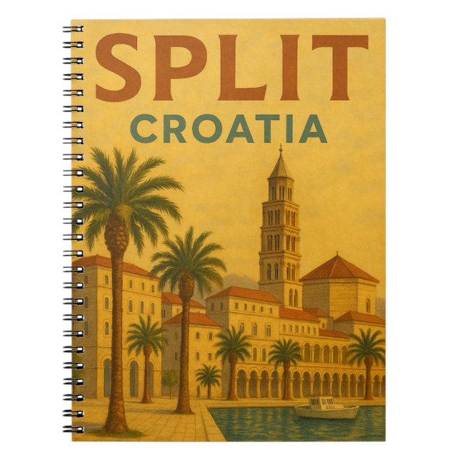 Vintage Split Croatia Dalmatia Travel Notebook (Front)