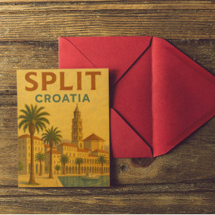 Vintage Split Croatia Dalmatia Travel Postcard